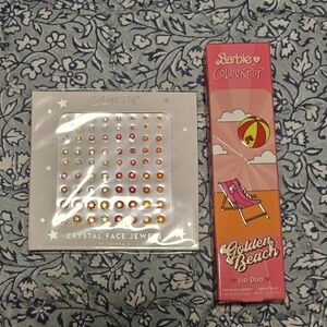 Barbie ColourPop Golden Beach Lip Duo and Crystal Face Jewels